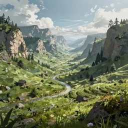 cocora valley landscape, concept art for a dark souls game, concept art, 4 k, video game art, trending on artstation
