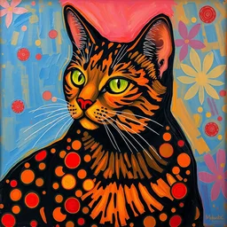 a beautiful painting cat, by henri matisse and kusama yayoi painting