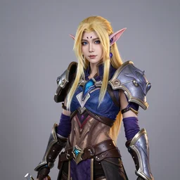twitch streamer asmongold as a night elf, world of warcraft cosplay, medium shot, studio lighting