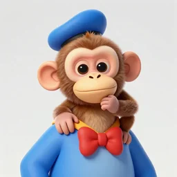 a small funny monkey sit on donald tramp shoulder.