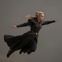 arya stark flying through the sky