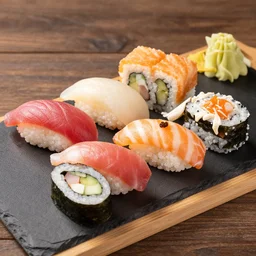 4 k quality, sushi and rolls. beautiful photo