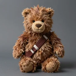 teddy bear as chewbacca wearing bandolier, stuffed toy, product photo, jellycat, dslr, studio lighting, annie leibovitz