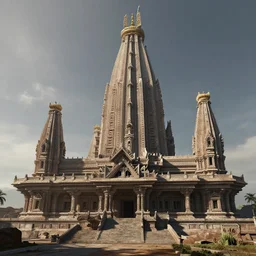concept art of hindu brutalism temple, by le corbusier and victor enrich, octane redner, cryengine
