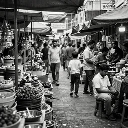 indian bazaar, award winning black and white photography