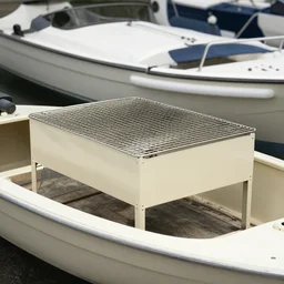 pale metal grill car boat