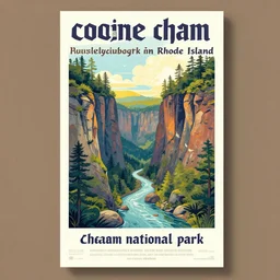 a tourism poster of cocaine chasm national park in rhode island, by evelyn abelson, featured on dribble, regionalism, digital illustration, wallpaper, poster art