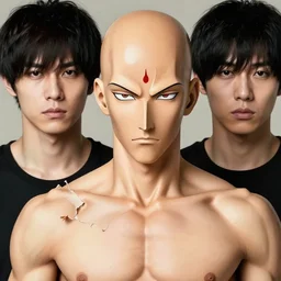 ripped shirtless saitama one punch man instagram thirst trap photo shoot, perfect faces, very detailed, clear focus