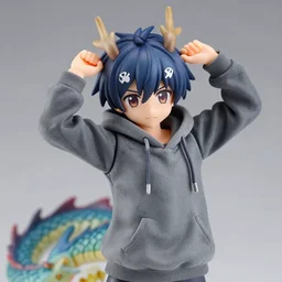 complete figure of dragon wearing a comfy blouse, scales, personification, tsurime eyes, tareme eyes, eyes by kon satoshi, ^. ^ eyes, dynamic pose, amiami, aniplex, kotobukiya, beautiful composition, 4 5 mm lens, focal length 2, hdr, waist shot, portrait photography