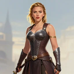 scarlet Johansson in the style of a fantasy hero, digital art, artstation