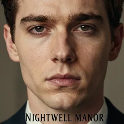 a movie poster for nightwell manor. there is a realistic facial closeup of an axe murdering serial killer with grey hair and a beard, set in victorian times. there is blood everywhere and crows and bugs are flying in the background, realistic octane render, unreal engine, trending on artstation