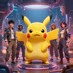 Afrofuturism, a pikachu that looks like it is from Borderlands and by Feng Zhu and Loish and Laurie Greasley, Victo Ngai, Andreas Rocha, John Harris