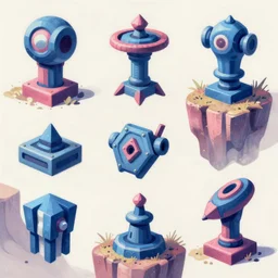 game asset of ground and cliff, in gouache detailed paintings, props, stylized, 2 d sprites, kitbash, arcane, overwatch, blue and pink color scheme, 8 k, close up