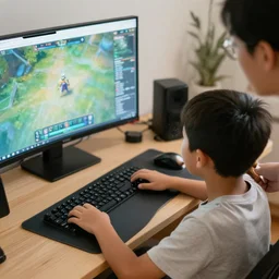 kid playing games while getting whipped
