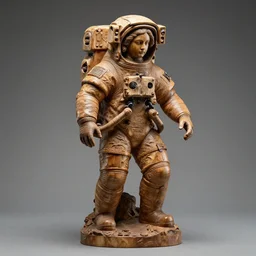 high intricate statue of an astronaut carved from wood in baroque style, studio light, maria panfilova, andrea savchenko, mike kime, ludovic plouffe, qi sheng luo, oliver cook, trending on artstation