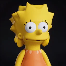 studio portrait of cute girl that looks excactly like lisa simpson, lookalike, as if lisa simpson came to life, soft light, black background, fine details, close - up, award winning photo by martin schoeller