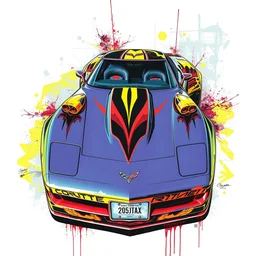 pop art corvette car concept art by ralph steadman and bill sienkiewicz and carne griffiths