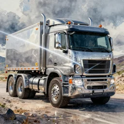 concept art of a tractor truck, pinterest, artstation trending, behance, watercolor, by coby whitmore, silver, laser light,
