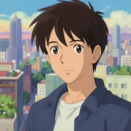 chillhop aesthetics city view painting by moebius and satoshi kon and dirk dzimirsky close - up portrait