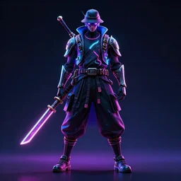 neon samurai character art cyberpunk full body 4 k hd ultra detailed