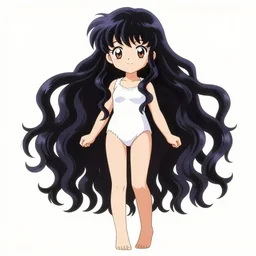 anime style, vivid, expressive, full body, 4 k, painting, a cute magical girl with a long wavy black hair, stunning, realistic light and shadow effects, centered, simple background, ikki tousen