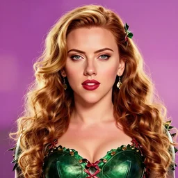A beautiful portrait of Scarlett Johansson as Poison Ivy from Batman movie, digital art by Eugene de Blaas and Ross Tran, vibrant color scheme, highly detailed, in the style of romanticism, cinematic, artstation, Greg rutkowski