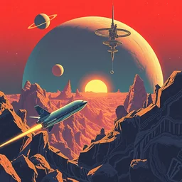 retrofuturistic illustrations of space travel by mehmet reha tugcu from behance