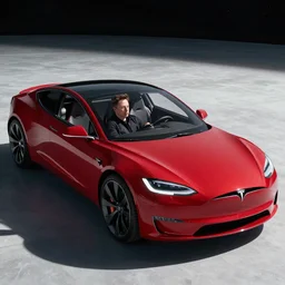 Elon Musk sits in his red Tesla Roadster in space H -1024