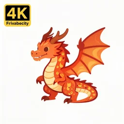 Extremely Simple Digital Art Of A Fire Dragon, 4K