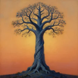 painting of yggdrasil, by zdzislaw beksinski, by lewis jones, mattias adolfsson, cold hue's, warm tone gradient background, concept art, digital painting