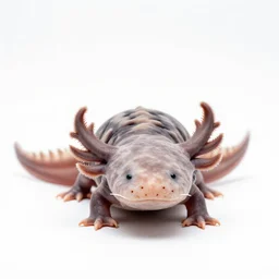 sleepy axolotl, professional studio photo, full body, isolated on a pure white background, centered, entire subject in frame, sharp focus, soft studio lighting