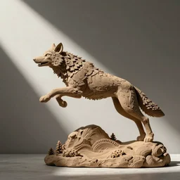 leaping werewolf clay sculpture, by anna podedworna and ellen jewett, artstation