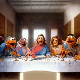 the last supper but with Muppets