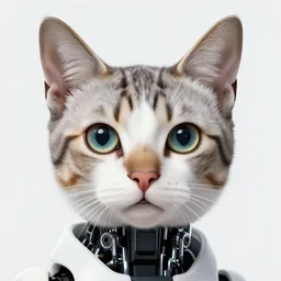 A potrait of a cyborg cat with big and cute eyes, fine-face, realistic shaded perfect face, fine details. Very anime style. Realistic shaded lighting poster by Ilya Kuvshinov katsuhiro, magali villeneuve, artgerm, Jeremy Lipkin and Michael Garmash, Rob Rey and Kentarõ Miura style, trending on art station