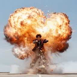 action photography of the thousand sunny shatters from an explosion, fast shutter speed, high speed, VFX particle simulation, action photo, 1/1000 sec shutter, by RHADS and Oda Eiichiro