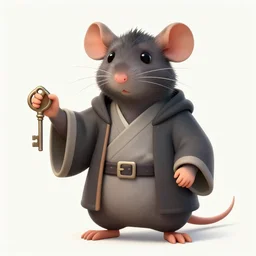a detailed portrait of a rat guardian holding a key, by victo ngai and justin gerard, digital art, realistic painting, very detailed, fantasy, high definition, character design, dnd, trending on artstation