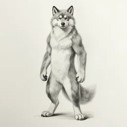 master furry artist pencil drawing full body portrait character study of the anthro male anthropomorphic wolf fursona animal person wearing gym shorts bodybuilder at gym