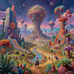 psychedelic wasteland, intricate detail, hyperrealistic