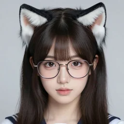 portrait of a lovely girl wearing cat ears and glasses, photography by amy leibowitz, superior quality masterpiece