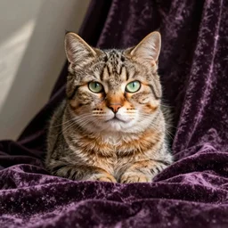 “ george costanza as a cat, draped in velvet, realistic, very detailed ”
