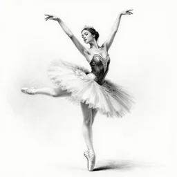 beautiful prima ballerina black and white drawing, in the style of greg rutkowski, fantasy, amazing detail, epic, intricate, elegant, smooth, sharp focus