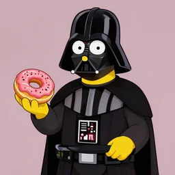 darth vader serving donuts in simpsons style art