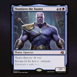 thanos as a magic the gathering card, realistic,