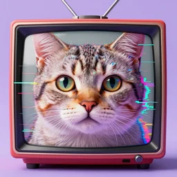 cutaway cat photo, psychedelic, art, concept art, modern, digital art, 3 d, glitch, analogue, old tv effect