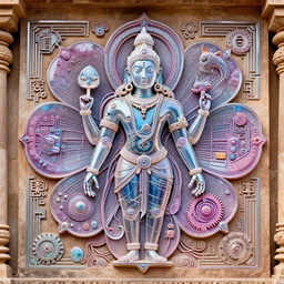epic Khajuraho, bight colors, Khajuraho, Khajuraho, Rubens, Shiva, translucent, SSS, transparent, xray, vaporwave, flat shaped chrome relief, fossil, mechanic bionic fungus flower cyberpunk cats skeleton mechabot, maze, wires, joints, buttons, gears, dissection relief, by Lorenzo Ghiberti, by Goga Tandashvili, artstation, cgsociety, at Khajuraho, by jonathan ivy, by artgerm, by david lachapelle