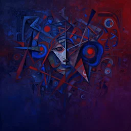 the brittle. digital painting, vertical, intricate, beautiful, detailed, grunge, illustration, abstract art by aivazovsky and el lissitzky and malevich and kandinsky, trending on artstation. blue, dark red and dark purple color scheme, gradient darker to bottom