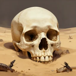 epic composition of a dessert skull landscape by stuart lippincott and petergic, 8 k trending on behance