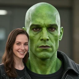 martian manhunterm, dc character live action played harry lennix, green skin, real life, spotted, ultra realistic face, accurate, 4 k, movie still, uhd, sharp, detailed, cinematic, render, modern