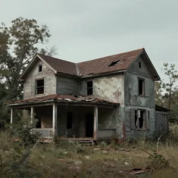 a matte painting of abandoned house