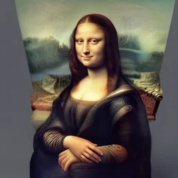 metal robot machinery in the style of the mona lisa